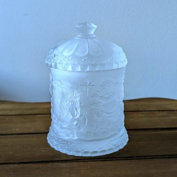 Frosted Glass Cherub Jar with Lid 1995