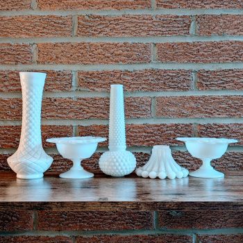 Vintage Collectible Milk Glass Set (5 pieces)