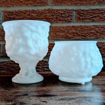 Milk Glass Set of 2 Pots